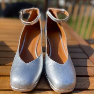 NWT Sezane Shoes- Lizzie Babies - Metallic Silver